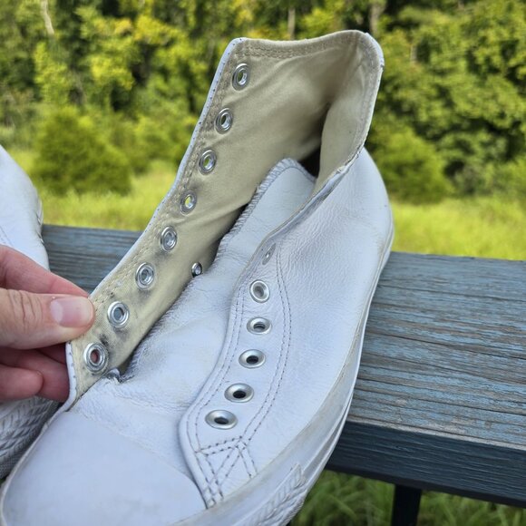 Converse Chuck Taylor All Star White Leather High Top Sneakers - Picture 4 of 8